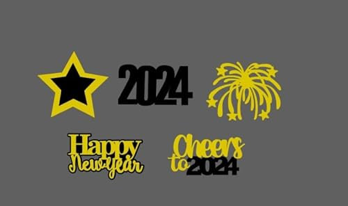 30 Stück Glitzer Happy New Year Cupcake Topper 2023 Gold Schwarz Cupcake Topper Cheers to 2023 Cake Picks for Silvester Party Dekoration (Cheers Happy New Year)