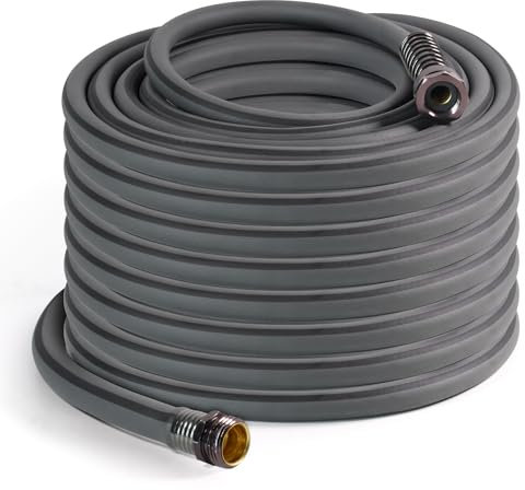 Hopegiver Flexibler Gartenschlauch, Hybrid-Wasserschlauch 3/4 Zoll, robust, knickfrei, auslaufsicher, leicht, Gartenschlauch für Outdoor, Rasen, Autowäsche, Hinterhof, Burst, 500 PSI (30 m, grau)
