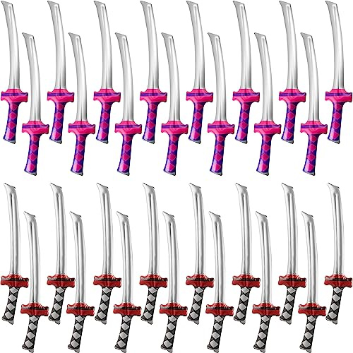 Fahacop 30 Pack 30 Inch Inflatable Ninja Sword Blow Up Samurai Swords Inflatable Katana for Summer Pool Birthday Party Favors, 2 Colors