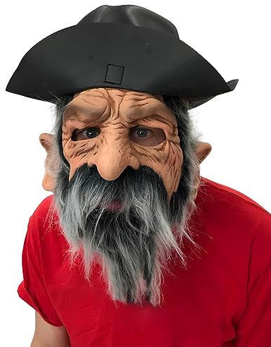 Horror-Shop Bärtige Piraten Halbmaske mit Hut