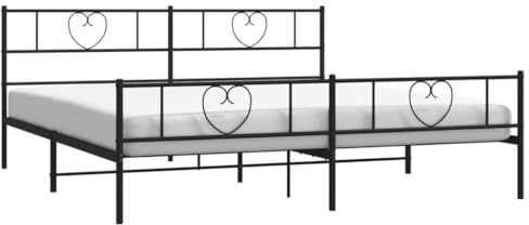 vidaXL Sängram med huvudgavel och fotgavel svart metall 180x200 cm, säng, metallsäng, metall sängram, sängar, metallsängar, metall sängramar, gästsäng