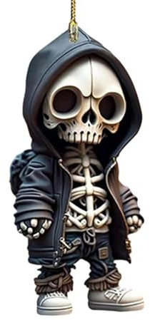 Coole Skelett-Figuren Gothic Halloween Schädel Figuren Harz Handwerk Ornamente, personalisierte Mini Coole Skelett Dekor Schädel Auto Armaturenbrett Dekor für Home Office Schreibtisch Halloween Decor