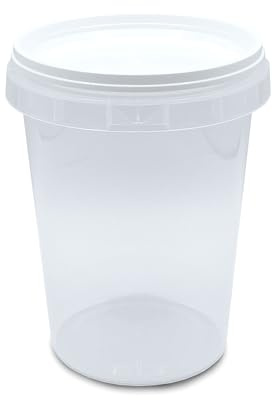 Lot de 10 Pots en Plastique avec Couvercles de 500g, Nicot Transparent avec Languette (PAL), Pots pour Conditionner le Miel ou autre utilisation Alimentaire, Prêts à l’emploi. FABRIQUER EN FRANCE