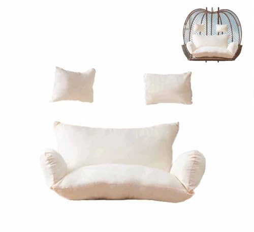 LBLFEBD 2 Seater Egg Chair Swing Cushion Thicken Hanging Cushion Outdoor Hanging Hammock Cushions Washable Thick 2 Persons Wicker Swing Pads Removable Egg Nest Shaped Basket （No Chair）