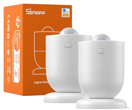 2 Pack SONOFF SNZB-03P Zigbee Motion Sensor, 3-Year Battery Life, for Alert System and Automations Wireless Motion Detector, SONOFF Zigbee Bridge Required, Batteries Included
