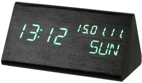 Alipis -digitaluhr Für Den Schreibtisch Mit Soundaktivierung Holzmaserung Thermometer Schlafzimmerdekor