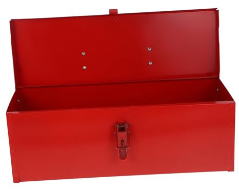 ETHZZLE Kleiner Werkzeugkasten Aus Eisenblech Rot Mit Leichtem Design Und Sicherem Schnallenverschluss Für Handwerker