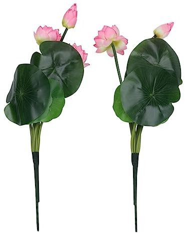 Levemolo 2stücke Kleine Künstliche Lotusblumen Aus Seide Langlebige Home Ornament Dekoration Für Wohnzimmer Büro Party Und Gartenteich Pinke Seerosen Für Natürliche Atmosphäre