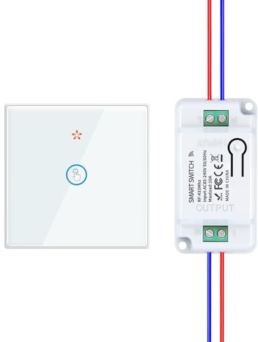 HYHIOTS Ensemble d'interrupteurs sans fil, interrupteur d'éclairage RF433, interrupteur de sécurité émetteur 230V et contrôleur récepteur 10A, interrupteur sans fil, interrupteur mural d'éclairage