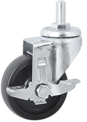 JVNALwnkv Rollen aus Edelstahl, einziehbare Rollen, schwer, 2,5-Zoll-Rollen, robuste 6,3-cm-Rollen – feststellbare Rollen, Polyolefin-PO-Drehgelenk mit Bremse, Tragfähigkeit 70 kg(Side Brake)