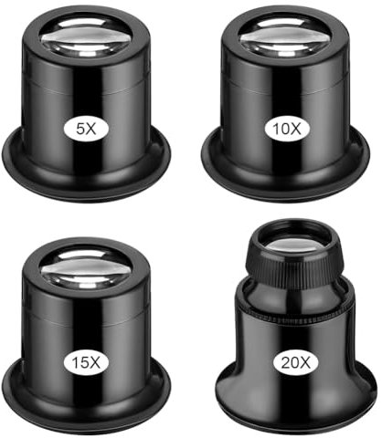 Lmzzdld 4 Pcs Jewelers Loupe 5X/10X/15X/20X Magnifier Portable Handheld Magnifier Dome Optics Lens Loupes Magnifying Glass