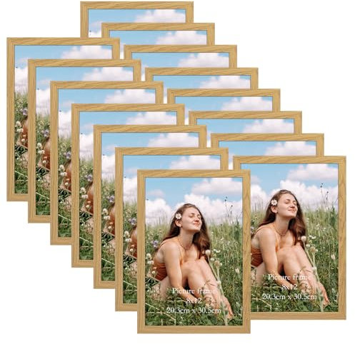 Vasemouh 15er-Set Bilderrahmen 20x30cm aus MDF – Naturholzfarbe für Wand- und Tischaufstellung im Zuhause und Büro – Ideal für kreative Fotowände und Kunstwerke