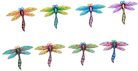 Happyyami 8pcs Dragonfly Decor Iron Crafts Pendant Garden Wall Decor Home Hanging Garden