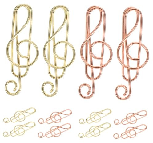 HYTROVE 40stücke Teiliges Musiknoten Metall Büroklammern Gold-roségoldfarbene Notenschlüssel Clips Vielseitig Als Lesezeichen Und Dokumentenhalter Für Büro Schule Und Zuhause Langlebig