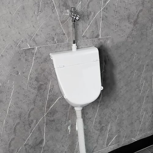 Gtzly Wasserlose Urinale for Männer mit Deckel, Wandmontiertes Kunststoff-Urinal mit Manuellem Spülventil und Rohren for Garage, Schuppen, Hinterhof(Blue)