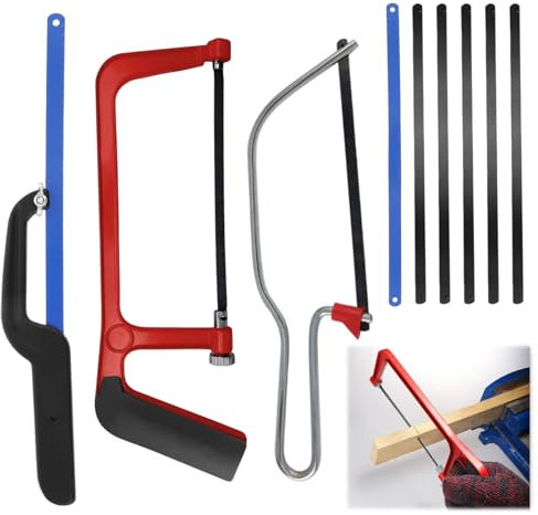 Hacksaw,Hacksaw for Metal Cutting,Mini Metal Saw,Sturdy Hack Saw,for Cutting Plastic PVC Pipe Tile and Wood,Adjustable Angle,with 2PCS Sawblade Set