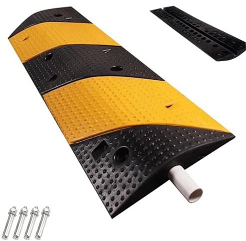 WXXSHGDW 100cm Dosso Artificiale per Garage in Gomma Canalina Passacavi, 1 Canale, Rampe Auto Altezza 5cm, Carico Massimo 20t, per Vialetti in Asfalto, Cemento e Ghiaia