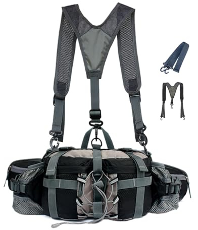 Sac banane imperméable pour la randonnée – Sac banane léger avec porte-bouteille isotherme | Ceinture réglable pour la course, la pêche et la chasse | Mains – Équipement d'extérieur avec poches
