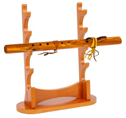 nbeads Soporte para flauta de madera, 5 niveles de espada, soporte de escritorio de madera, para soprano, flauta dulce soprano, instrumento de viento de madera, espadas, 31 x 11,5 x 37 cm