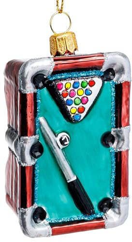 SIKORA Pool Billard Tisch besondere Weihnachtskugel Glas Weihnachtsmann Christbaumschmuck Deko Figur Weihnachten Anhänger Ornament - Premium Line - BS828