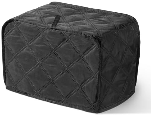 IANFAN Toaster Cover 2 Slice, Quilted Polyester Toaster Cover For Bread Maker, Universal Size 11.8x7.3x7.7 (30x18.5x19.5cm), Black Dust And Fingerprint Protector, 1 Pc