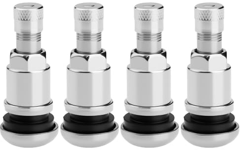 4 Piezas Válvulas Metálicas para Coche Válvula de Neumático Universal para Llantas sin Cámara Acero Plateado Válvula para Rueda Compatible con Coche Moto Camión