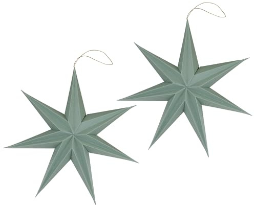 matches21 HOME & HOBBY Weihnachtsdeko Sterne zum Aufhängen Salbeigrün 2er Set - 20 cm Papier Weihnachtsbaumschmuck