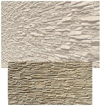 XLIHAWY 3D Faux Stone Wall Panels, PU Natural Stone Imitation Wall Art Tiles, Coverage Accent Wall Stickers for Ceiling Bedroom Living Gaming Room(Yellow,23.6x47.2in/2pcs)