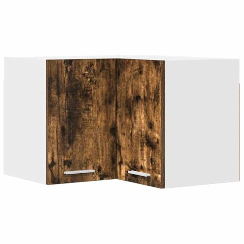 Tomostar Meuble d'angle Haut de Cuisine, Armoire Suspendue Chêne fumé et Blanc 57x57x40 cm