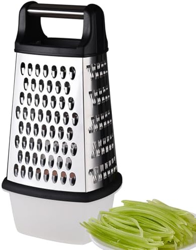 Rallador De Mano - De 4 Caras De Acero Inoxidable, Ralladores De Queso Con Recipiente, Ralladores De Alimentos Y Verduras | Rallador Multiusos Para Zanahorias, Pepinos, Patatas, Accesorios De