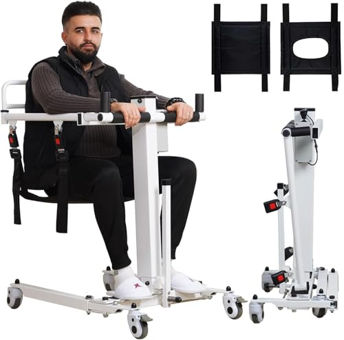 Patient Lift Transfer Chair, Foldable Electric Assist Lift Aid for Home, Portable Wheelchair Patient Lift for Car, Transport Wheelchair for Seniors, Adults & Disabled (New Folding Electric)