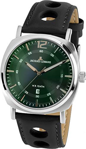 JACQUES LEMANS Herrenuhr Lugano Lederarmband massiv Edelstahl 1-1943J