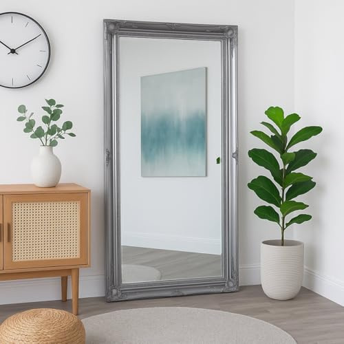 Melody Maison Large Ornate Silver Wall/Floor/Leaner Mirror 158cm x 78cm