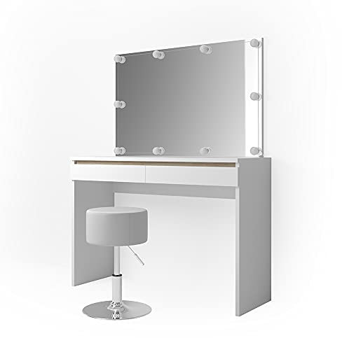 Vicco Schminktisch Weiß Emma 120x83x41.8 cm - Frisiertisch, Viel Platz auf und unter der Tischplatte für kleine Gegenstände