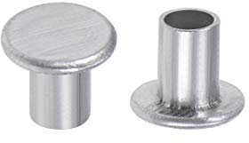 sourcing map 200 Pcs 3mm x 4mm Aluminum Flat Head Semi-Tubular Rivets Silver Tone