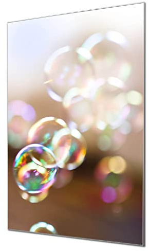 banjado Glas-Memoboard 40x60 fürs Kinderzimmer und Planung | Fröhliche Magnetpinnwand für Pläne und Bilder, mit Motiv Seifenblasen voller Spaß