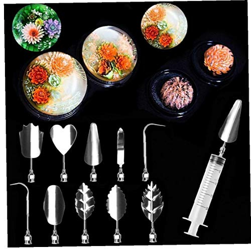 11pcs/Set 3D Gelatin Jelly Art Pudding Flower Decoration Mold Needle Tools Stainless Steel Nozzle Syringe Baking Accessories Kit