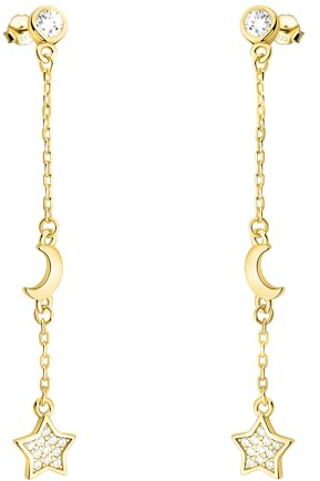 SOFIA MILANI - Damen Ohrringe 925 Silber - mit Zirkonia Steinen - Sternen Mond Ohrhänger
