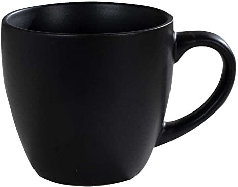 Kaffeetasse Kaffeebecher Henkeltasse Teetasse für Heißgetränke Becher mit Henkel | Steingut | Schwarz Matt | 150 ml