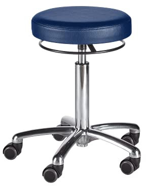 wuuhoo® Profi Rollhocker Rolli hydraulisch höhenverstellbar I Made in Germany! Arbeitshocker mit hochwertigem Kunstlederbezug I gummierte gebremste Rollen I Drehhocker mit Alu Fusskreuz blau