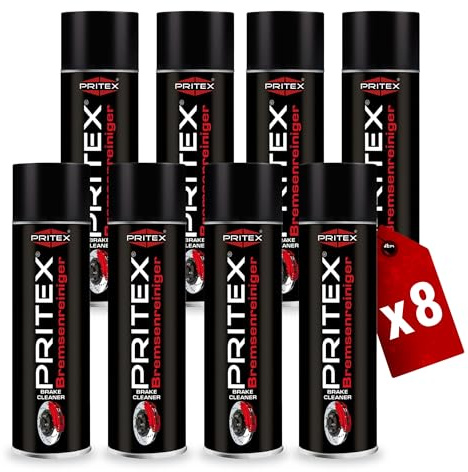 PRITEX – Bremsenreiniger Spray 8 x 500 ml – Auto Teilereiniger zur Entfettung von Bremsen, Kupplungen, Motor- & Maschinenteilen – rückstandsfrei & umweltneutral