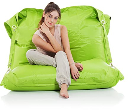 Original SMOOTHY® Supreme Indoor & Outdoor beanbag XXL 450L jätte beanbag sittdyna fåtölj för barn och vuxna (185 x 145 cm, Grön)