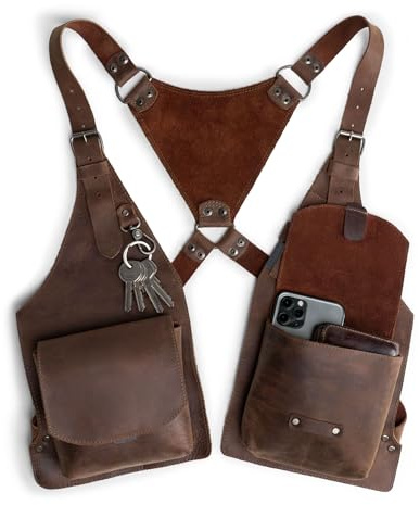 Hide & Play, Schulterholster mit verstellbaren Trägern, ideal für Cosplay, Steampunk, Renaissance, Kostümpartys, Vollnarbenleder, handgefertigt