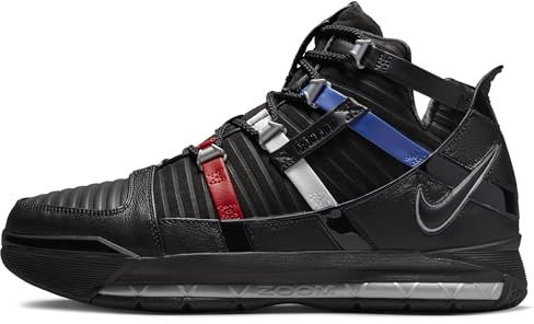 Nike Herren Zoom Lebron III Qs Basketballschuh, Black/Silver/Univers, 42 EU