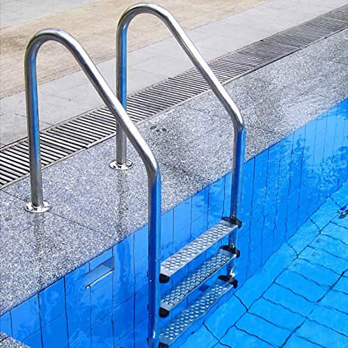 HOBIRD Swimming Pool Ladder Anti-slip Swimming Pool Handrail 3 Step Pool Steps 304 Stainless Steel Metal Fram Pool Stairs
