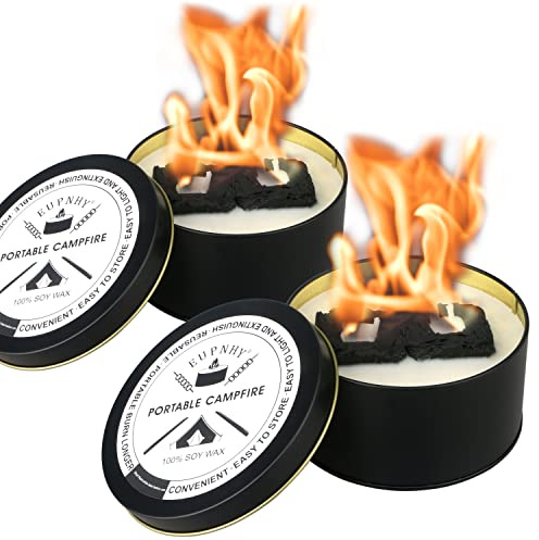 EUPNHY 2 Pack Portable Campfire | Fire Pit | Smores Maker | Lightweight | 3-5 Hours Burn Time | Convenient-No Embers-No Hassle | Great Gifts for Picnics, Camping and More