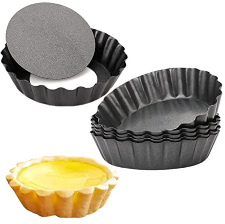 KJKVIVH 6 Pcs Egg Tart, 3Inch Mini Tart Pans Removable Bottom, Cupcake Cake Muffin Mold Tin Pan Baking Tool