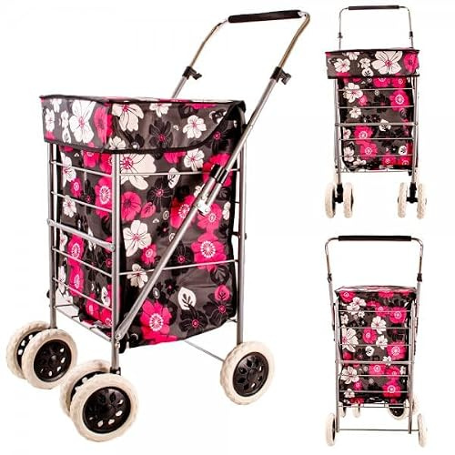 6 Wheels Lightweight Shopping Trolley, Hard Wearing & Foldaway Trendy Folding Stair Climber Shopping cart