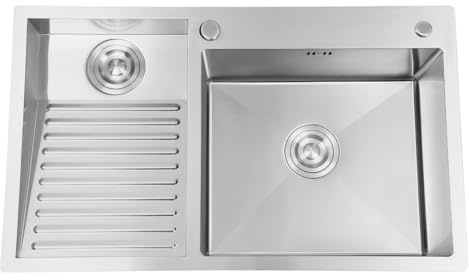 Lavabo à linge, lavabo ménager en acier inoxydable avec planche à laver, pour buanderies, buanderies, cuisines, balcons