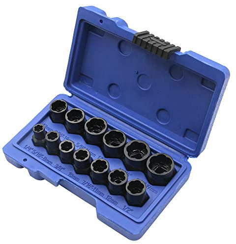 Generic Bolzen- und Mutternentferner, Bolzenentferner, Schlagschrauben- und Mutternentferner-Set, Bolzenentferner, Werkzeug-Set, Bolzenausdreher-Set, 13-teiliges Set mit Aufbewahrungsbox